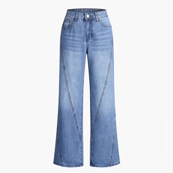 Commense Vintage High Waisted Straight Leg Jeans with Seam Details - Picture 5 of 11